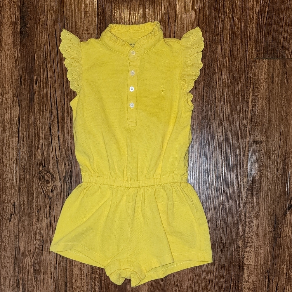NWOT Polo Ralph Lauren Bright Yellow Kids Romper SILize 18 Months - Picture 5 of 12